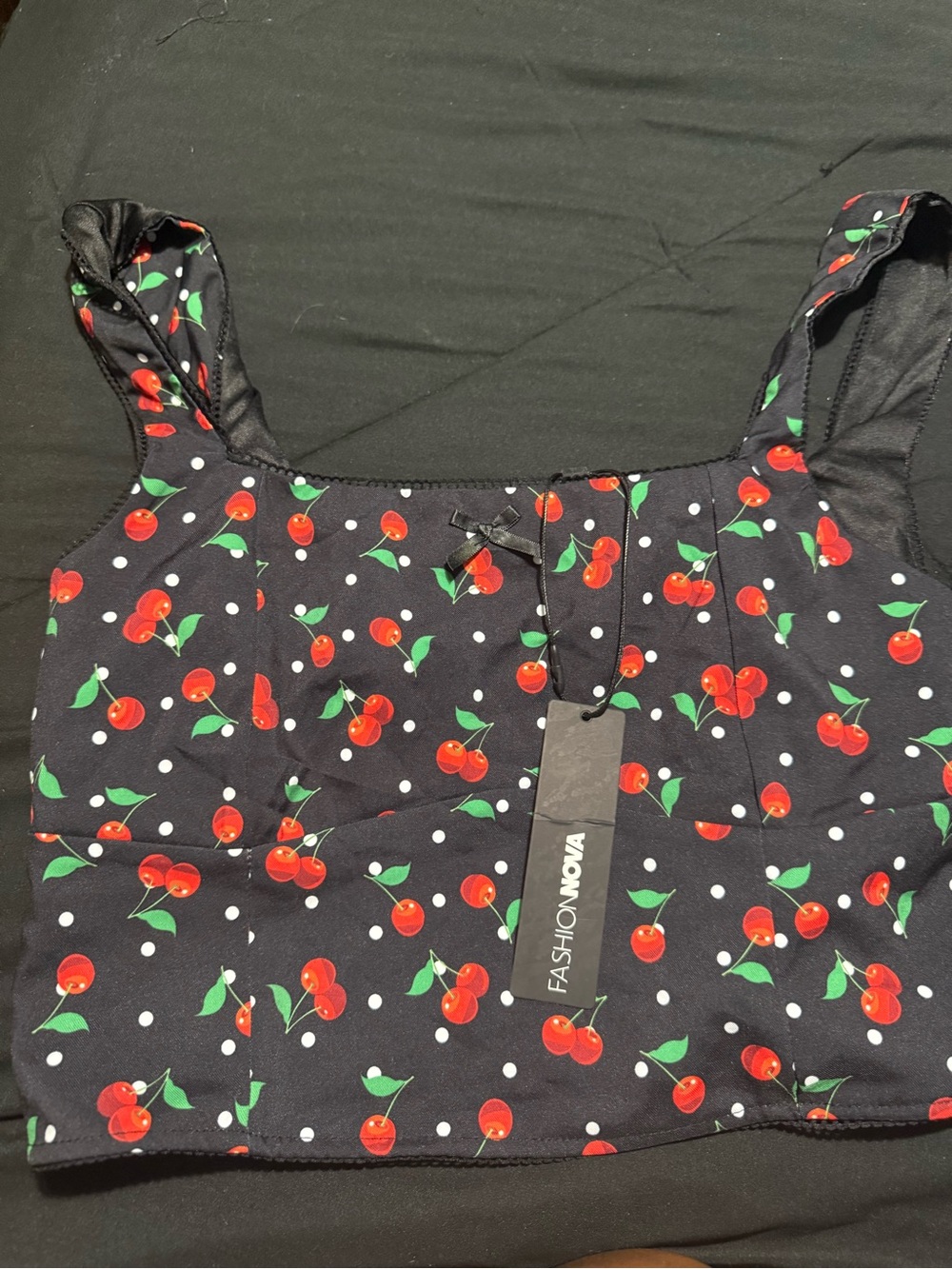 Fashion Nova Black Cherry Polka Dot Crop Top